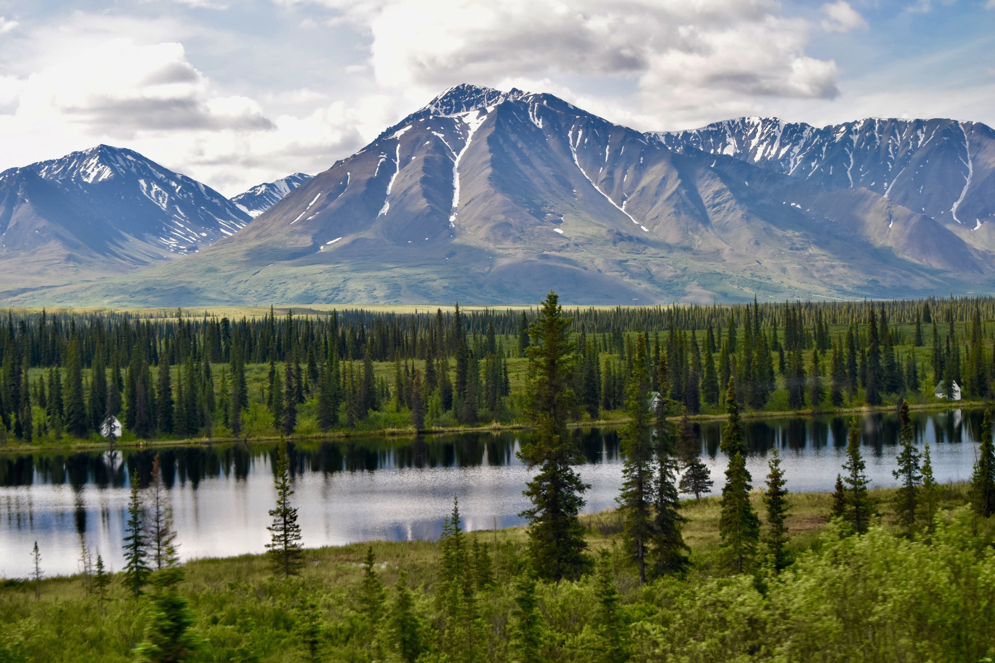 Beautiful mountains forests lakes of Alaska